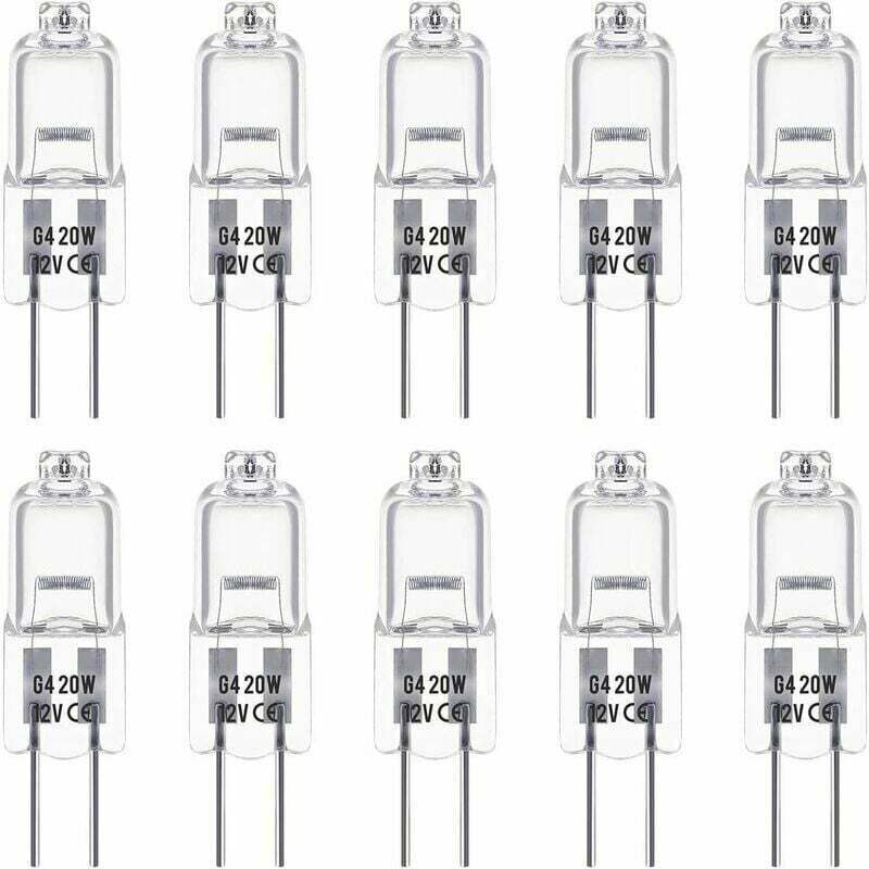 foto del prodotto kzq set di 10 lampadine alogene g4 da 12v e 20w. queste lampadine emettono luce bianca calda 3000k, con una luminosit di 350 lumen. sono