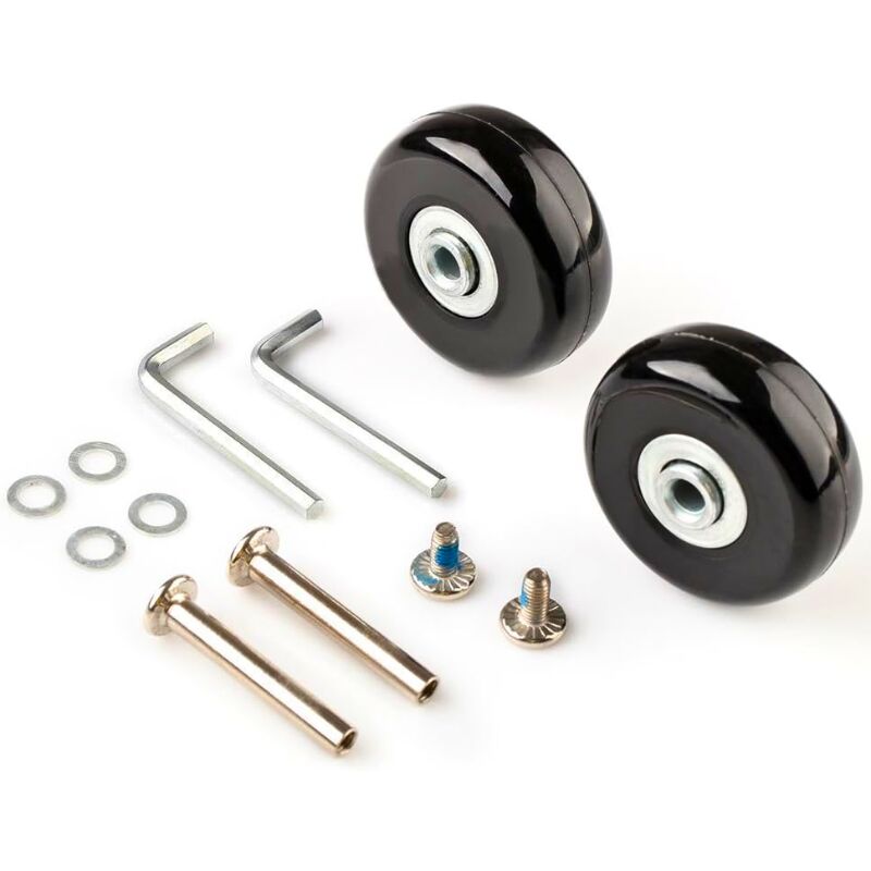 foto del prodotto kzq set di 2 ruote per valigie, kit di riparazione e sostituzione, ruote di scorta silenziose in gomma per accessori per valigie 7523 mm 