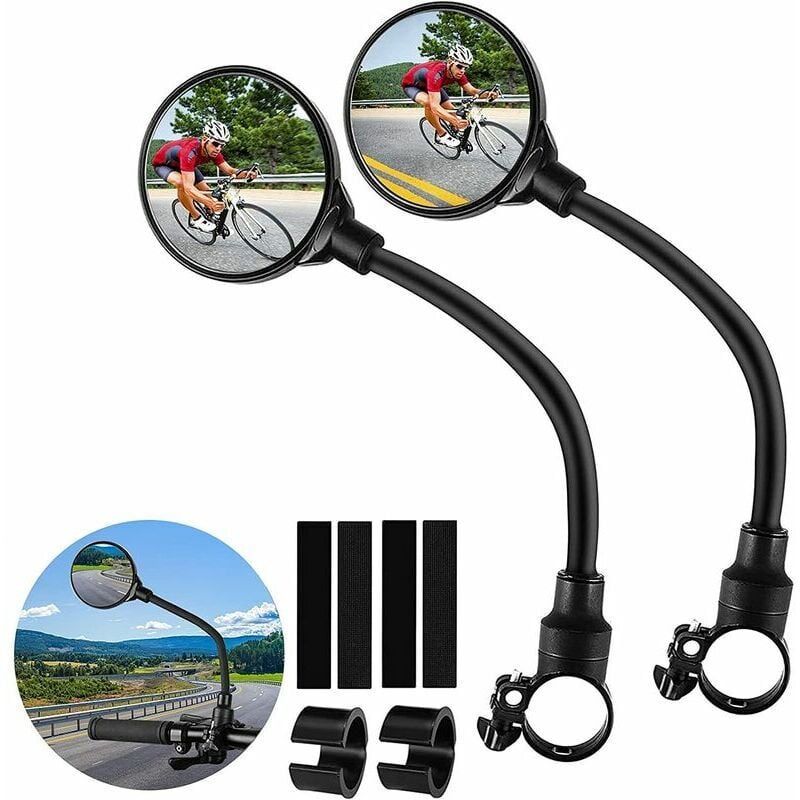 foto del prodotto kzq set di 2 specchietti per manubrio per bici, specchietti per manubrio bici retr regolabili a 360 , specchietto retrovisore per scooter