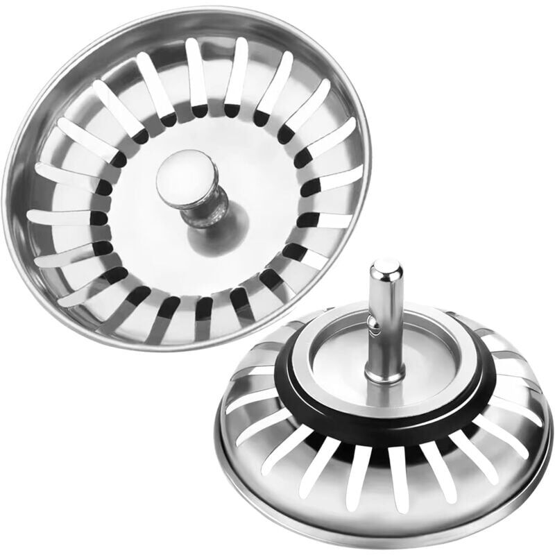 foto del prodotto kzq set di 2 tappi per lavello da cucina in acciaio inox, filtro universale per lavello da cucina, per cucina e bagno