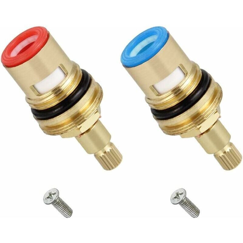 foto del prodotto kzq set di 2 testine a disco in ceramica, cartucce in ceramica da 1 2 , ricambio universale per rubinetto in ottone, 20 tacche x 53 mm, ricambio