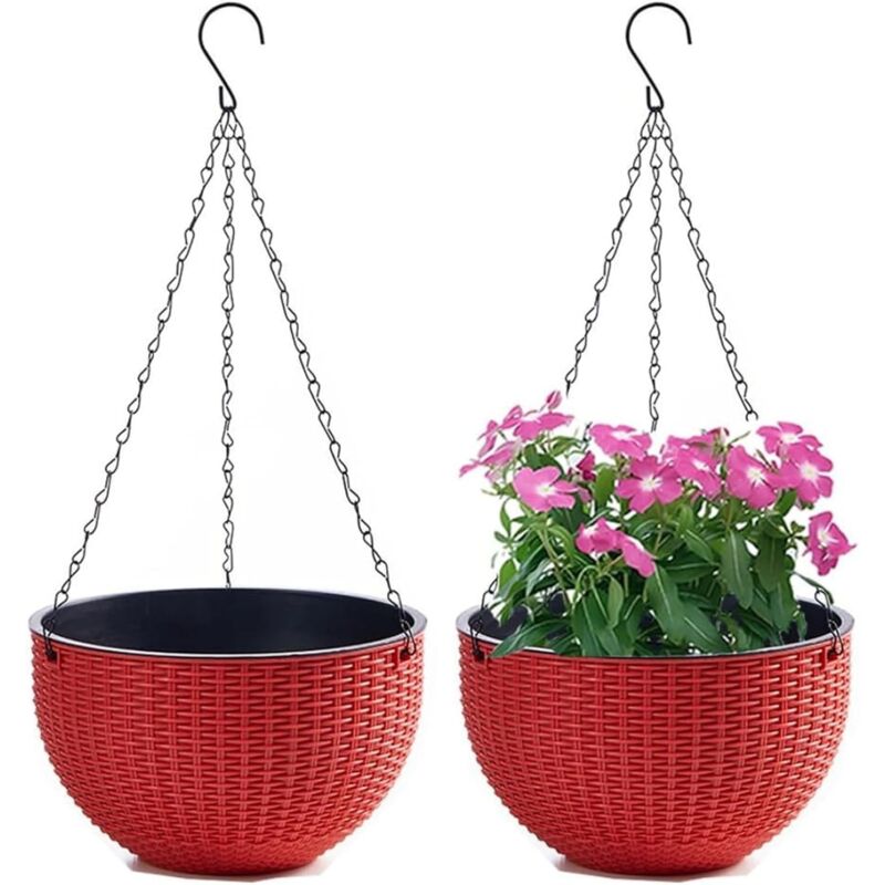 foto del prodotto kzq set di 2 vasi da fiori sospesi con catena in acciaio inossidabile, vasi da fiori sospesi per interni ed esterni e vasi da fiori sospesi per