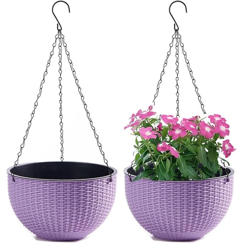 foto del prodotto kzq set di 2 vasi da fiori sospesi con catena in acciaio inossidabile, vasi da fiori sospesi per interni ed esterni e vasi da fiori sospesi per