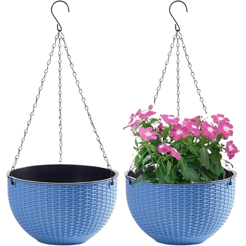 foto del prodotto kzq set di 2 vasi da fiori sospesi con catena in acciaio inossidabile, vasi da fiori sospesi per interni ed esterni e vasi da fiori sospesi per