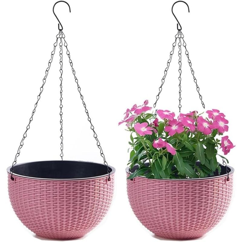 foto del prodotto kzq set di 2 vasi da fiori sospesi con catena in acciaio inossidabile, vasi da fiori sospesi per interni ed esterni e vasi da fiori sospesi per