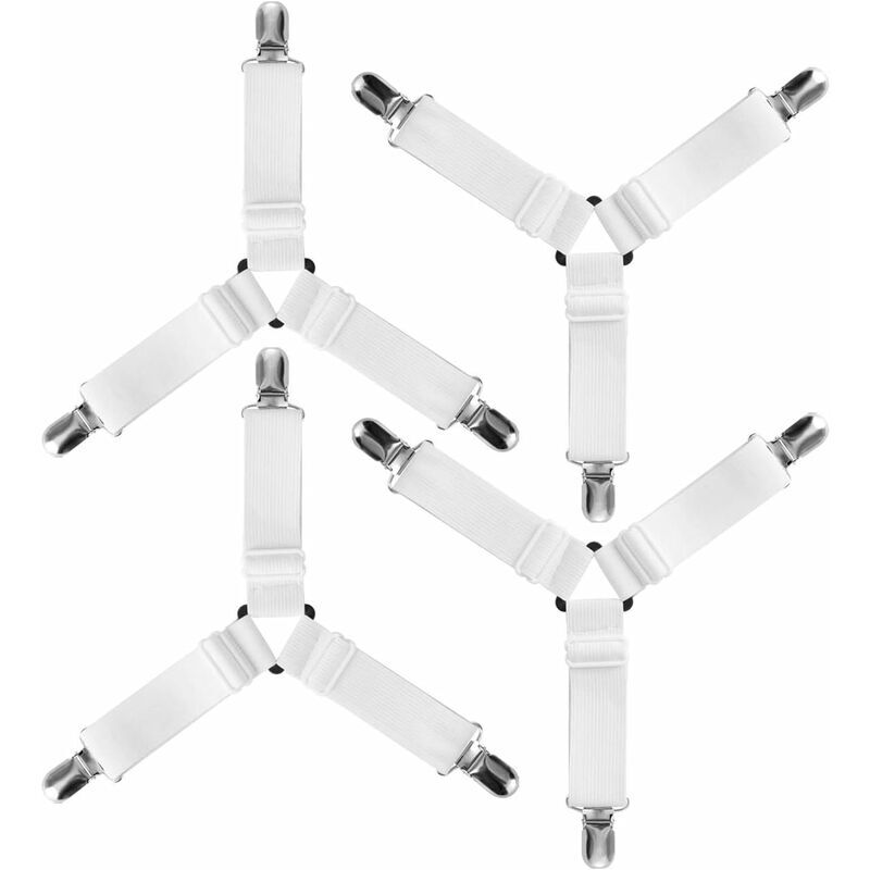 foto del prodotto kzq set di 4 chiusure triangolari elastiche per lenzuolo con angoli, regolabili per biancheria da letto, lenzuolo, copriasse da stiro, materasso,