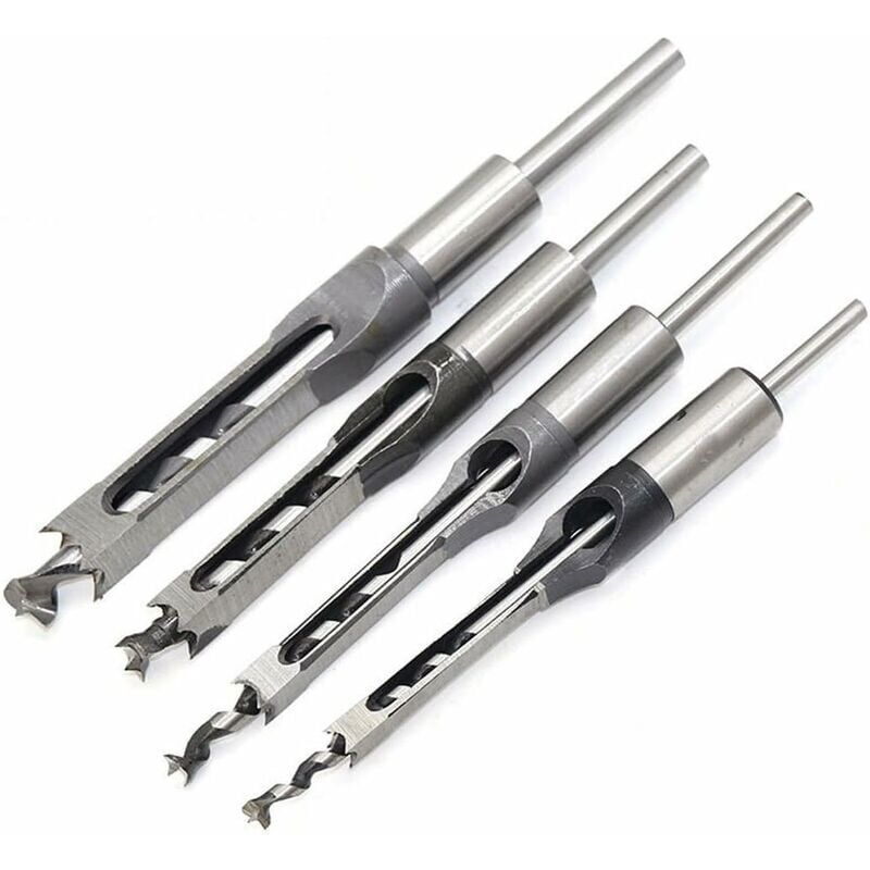 foto del prodotto kzq set di 4 scalpelli, punte per trapano a foro quadrato, set di utensili per la lavorazione del legno con scalpello cavo in acciaio 1 4 1 2