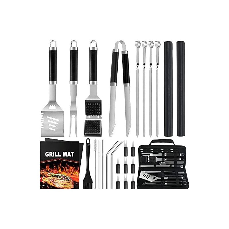 foto del prodotto kzq set di accessori professionali per barbecue da 23 pezzi, utensili per barbecue in acciaio inossidabile, regali per uomini, set di utensili per