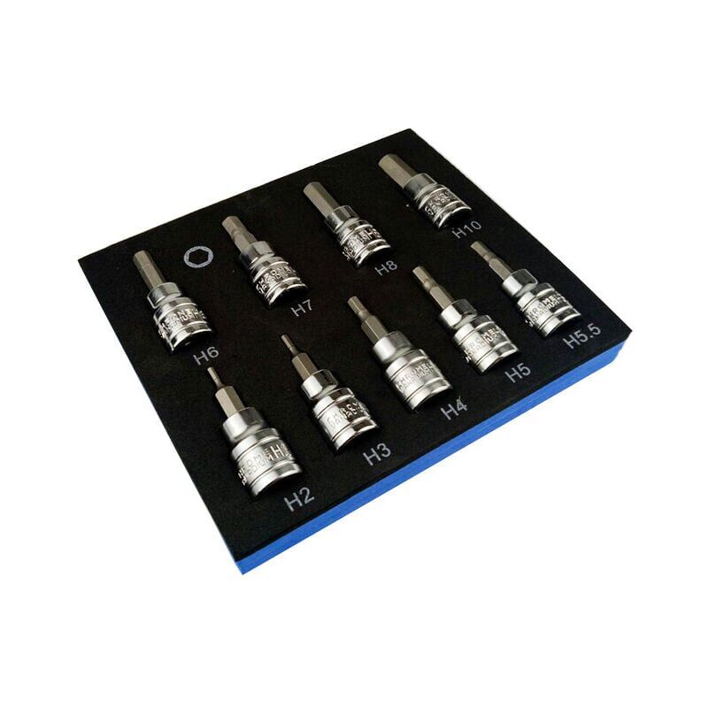 foto del prodotto kzq set di chiavi a cricchetto e bussola da 9 pezzi, chiave a brugola metrica, set di chiavi a bussola esagonali da 3 8 con attacco dr da 2 a 10 mm