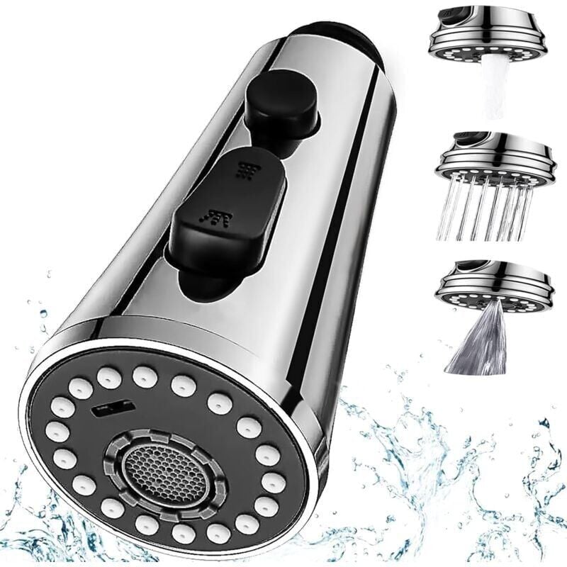 immagine 0 del prodotto kzq spruzzatore per rubinetto da cucina a 3 modalit , spruzzatore per lavello da cucina estraibile g1 2 sostituzione dello spruzzatore per la testa