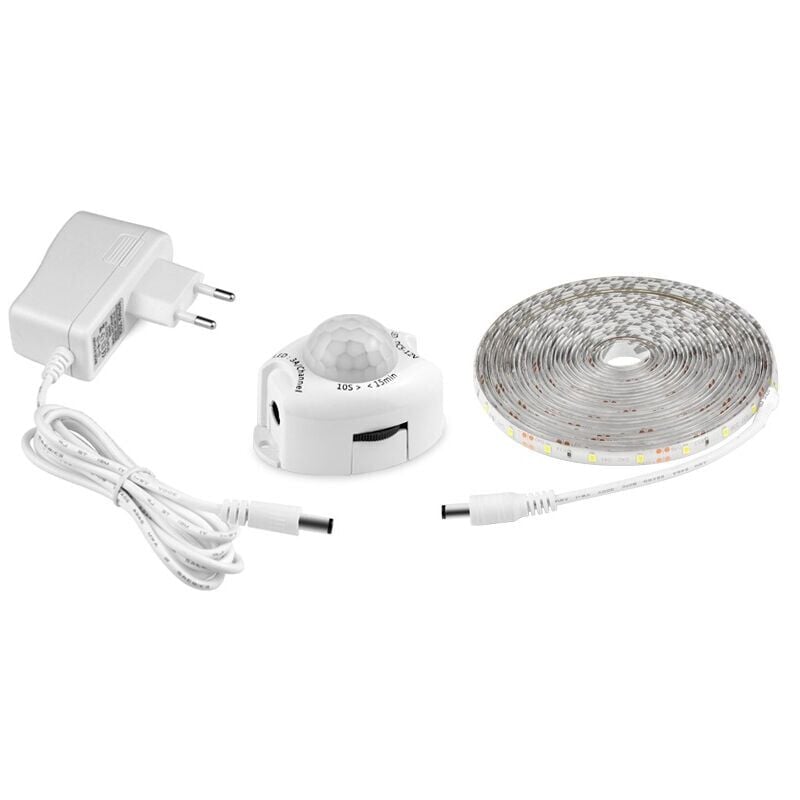 foto del prodotto kzq striscia led con sensore di movimento, striscia led flessibile autoadesiva, impermeabile ip65 con alimentazione 12v barra luminosa per camere