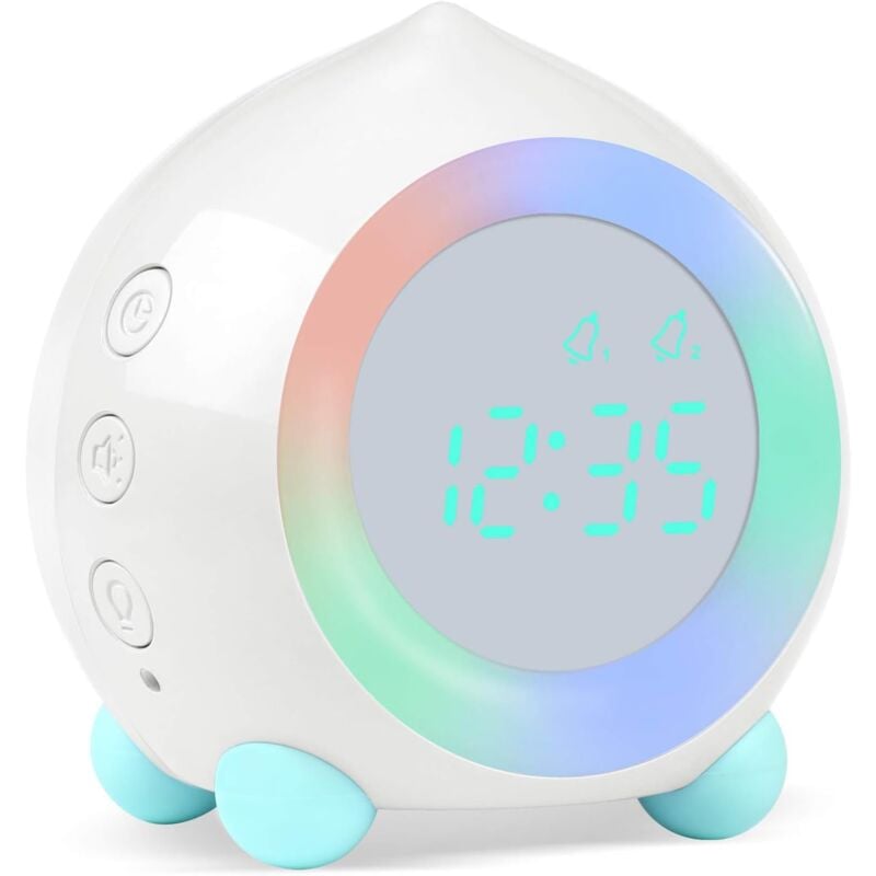 foto del prodotto kzq sveglia digitale per bambini, sveglia digitale con simulatore di alba, sveglia per bambini per bambine e ragazzi con luci colorate, sveglia