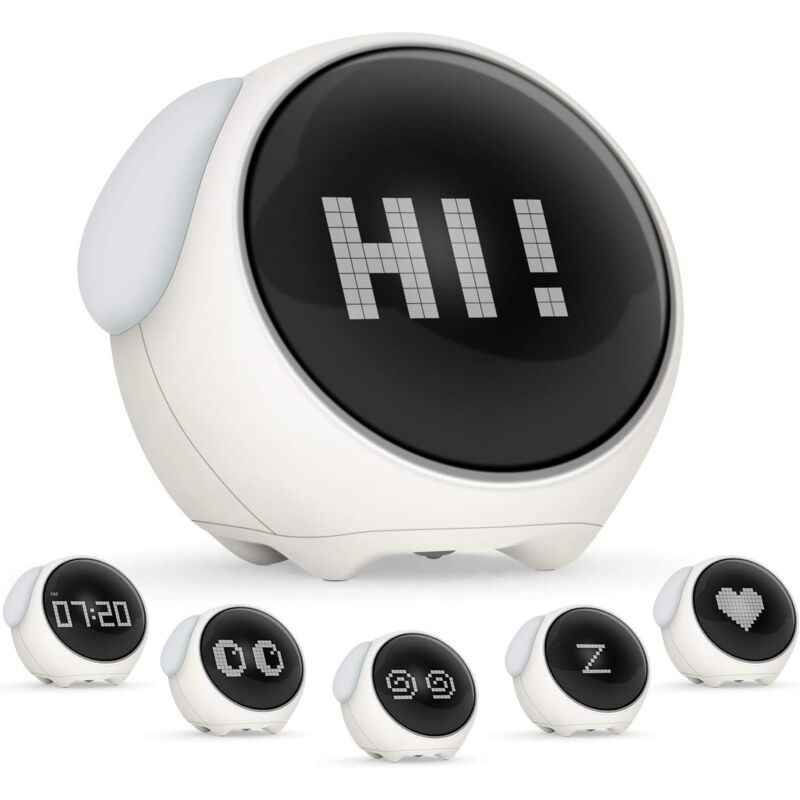 foto del prodotto kzq sveglia per bambini, sveglia digitale ricaricabile, sveglia per bambini con emoji carina, orologio per bambini con luce notturna a controllo