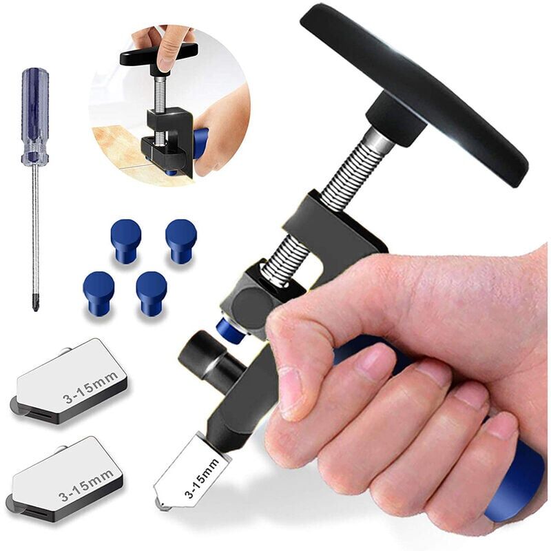 foto del prodotto kzq tagliapiastrelle manuale per piastrelle in ceramica e gres porcellanato dotata di guida laser regolabile, piedini antiscivolo e impugnatura