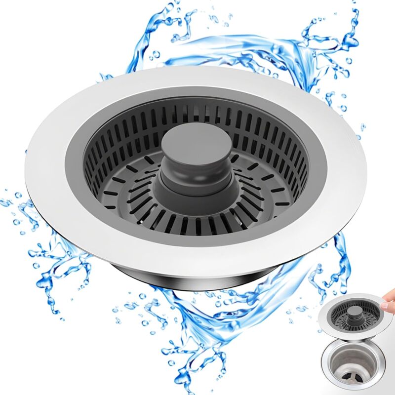 foto del prodotto kzq tappo per lavello da cucina 3 in 1, filtro universale per lavello da cucina, tappo per lavello, griglia anti blocco per lavello da cucina,