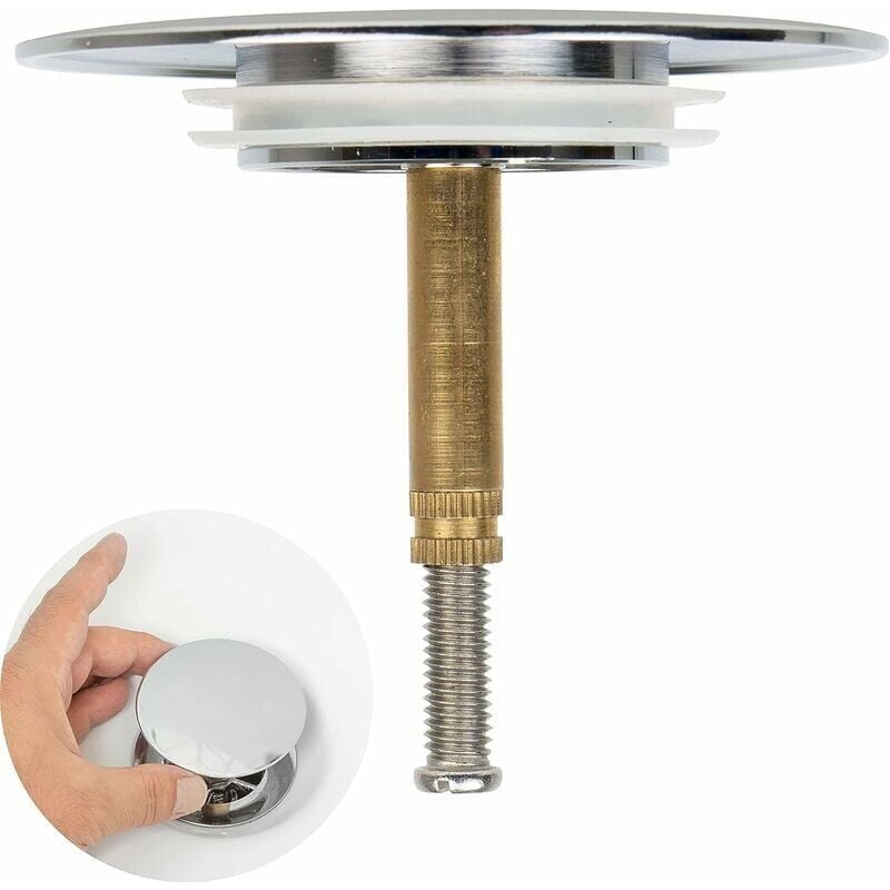foto del prodotto kzq tappo per vasca, 70 mm, con doppia guarnizione, regolabile in altezza, tappo universale per vasca, ottone temprato cromato
