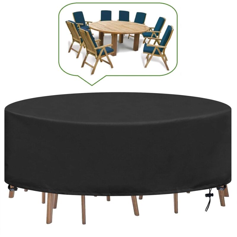 foto del prodotto kzq telo copritavolo rotondo da giardino, telo copritavolo da giardino per mobili da esterno, impermeabile, anti uv, oxford, resistente, per tavolo