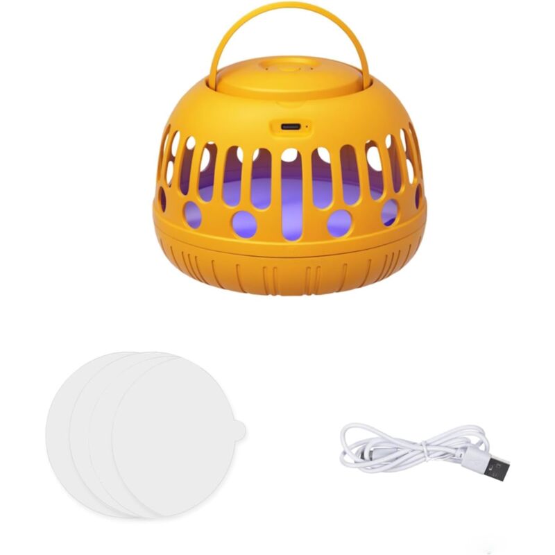 foto del prodotto kzq trappola per pulci, trappola per pulci per la casa, 4 adesivi, 600 mah, trappola per pulci atossica e inodore arancione 