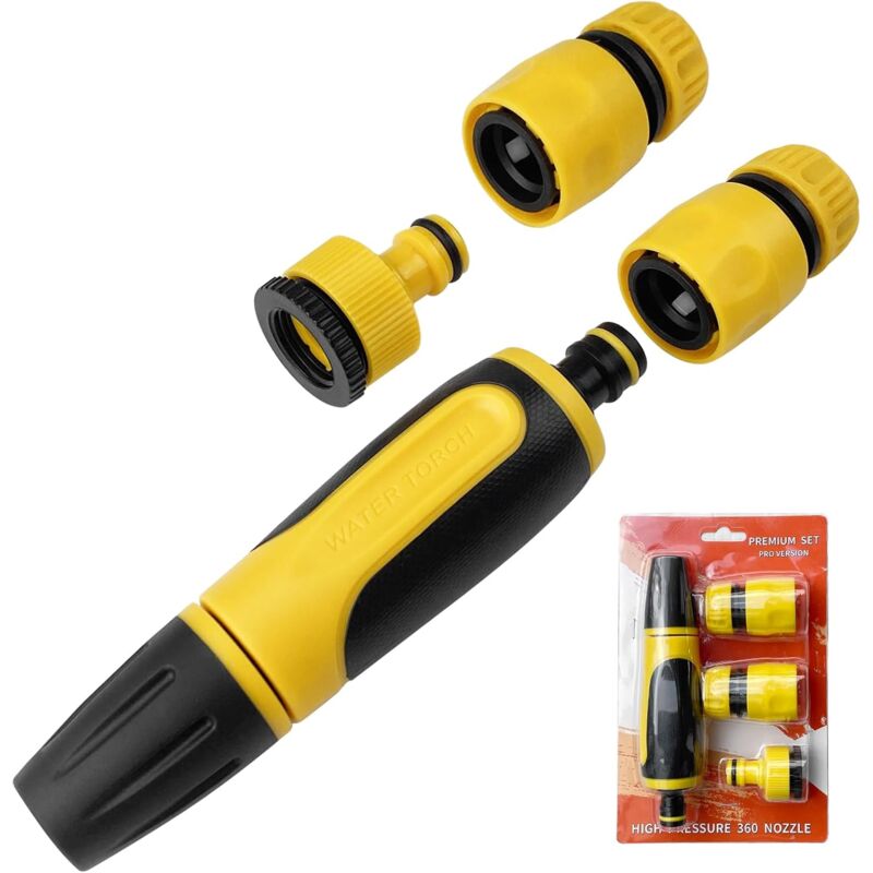 foto del prodotto kzq ugello per tubo da giardino, ugello per tubo da giardino, set di connettori rapidi per acqua, lancia a getto continuo regolabile, per