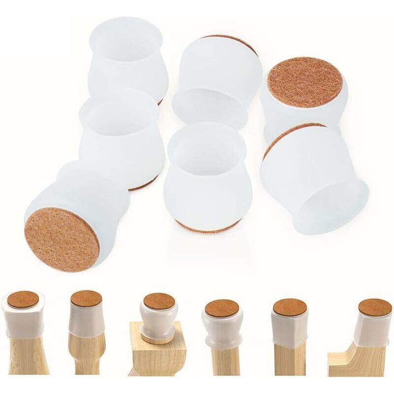 foto del prodotto kzq ultimo 28 pezzi di protezioni per gambe di sedie in silicone, tappi per gambe di sedie in silicone, tappi per punte di sedie con feltro