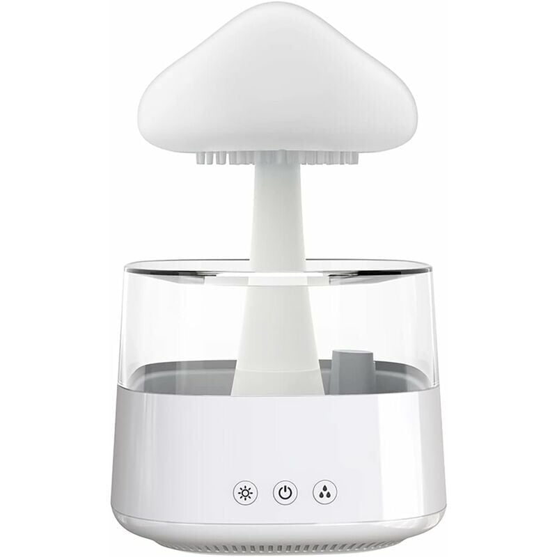 foto del prodotto kzq umidificatore a nuvola di pioggia, diffusore di oli essenziali, simpatica luce notturna a forma di fungo con 7 cambi di colore, fontana da