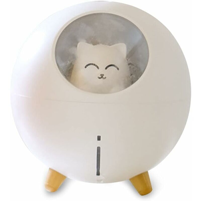 foto del prodotto kzq umidificatore planet cat air da 220 ml per la casa, nebbia fredda con luce a 7 colori, spegnimento automatico, spray per ufficio gatto bianco 