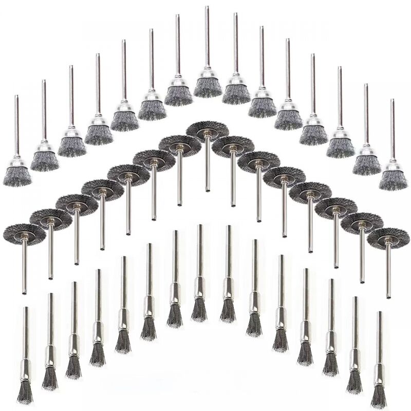 foto del prodotto kzq utensile per foratura del legno da 45 pezzi, spazzola metallica, filo in acciaio inossidabile, spazzola rotante per trapano in metallo, argento