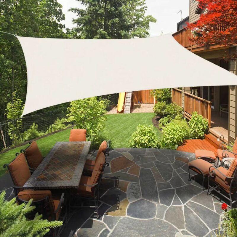 foto del prodotto kzq vela ombreggiante rettangolare 2x3m telo ombreggiante traspirante hdpe 95 protezione uv per esterni giardino terrazza, crema