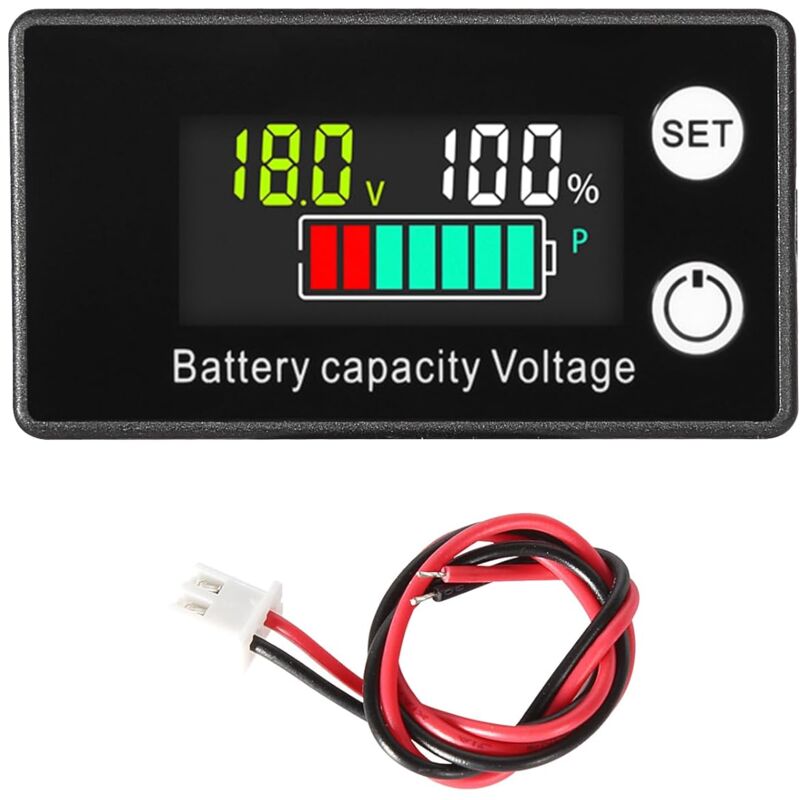 foto del prodotto kzq voltmetro per batteria dc 8v 100v per batterie al piombo e al litio, display lcd 12v 24v 48v dpzo