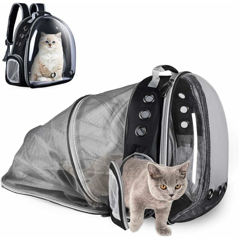 foto del prodotto kzq zaino per cani e gatti borsa da trasporto trasparente per cani e gatti, espandibile, portatile per auto, shopping, ecc.