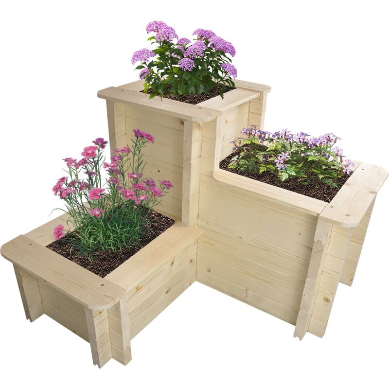 foto del prodotto l aiuola di giardino sopraelevata in legno 78x78x59 cm i vasi esterni per i giardini, balconi, terrazze, spezie, verdure legno di pino abete