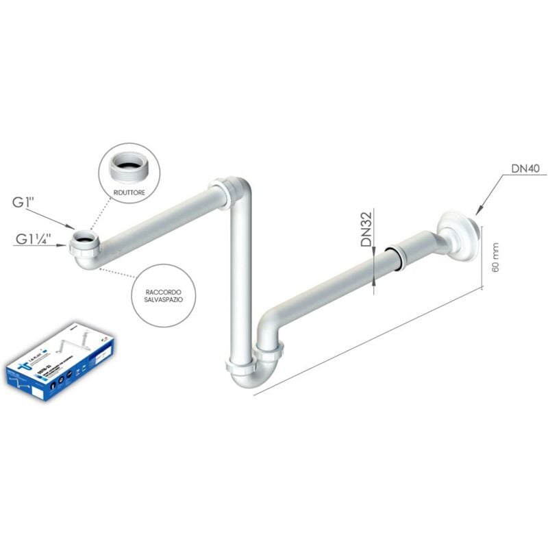 foto del prodotto l.b.plast sifone autopulente salvaspazio con eccentrico pe lavabo ds716 33
