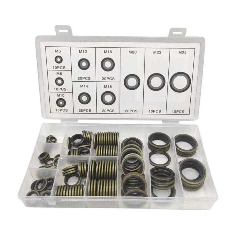 foto del prodotto l h cfcahl 150 x assortimento di guarnizioni bonded seal m6 m24 kit guarnizioni per viti di scarico dell olio