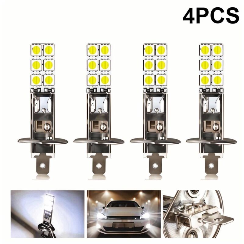 foto del prodotto l h cfcahl 4 pezzi led h1 led 12v 6000k 12w bianco led auto fendinebbia luci di guida lampadina per fari a led illuminazione per auto
