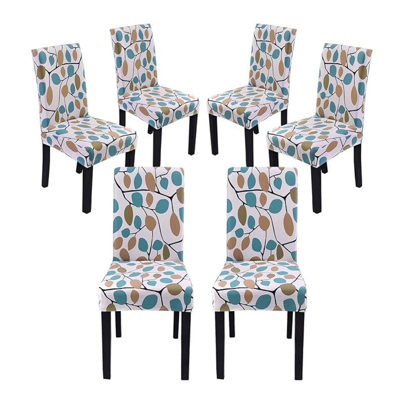 foto del prodotto l h cfcahl 6 coprisedia elasticizzati, modello a foglia colorata, nero, bianco e grigio, per matrimoni, natale, ristoranti, hotel, conferenze,