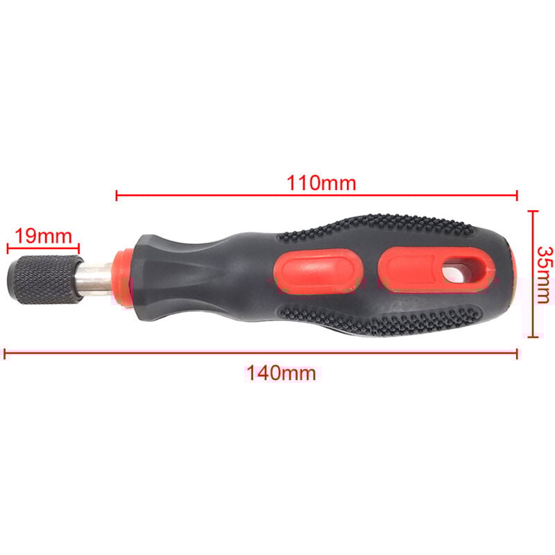 foto del prodotto l h-cfcahl - cacciavite da 1 4 di pollice 6,35 mm con porta punte magnetico, manico corto, rosso, porta cacciavite manuale con manico in pp tpr