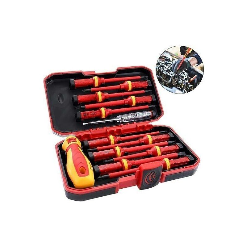 foto del prodotto l h cfcahl cacciaviti set di cacciaviti per elettricista isolati da 1000 v punte magnetiche intercambiabili kit di strumenti di riparazione