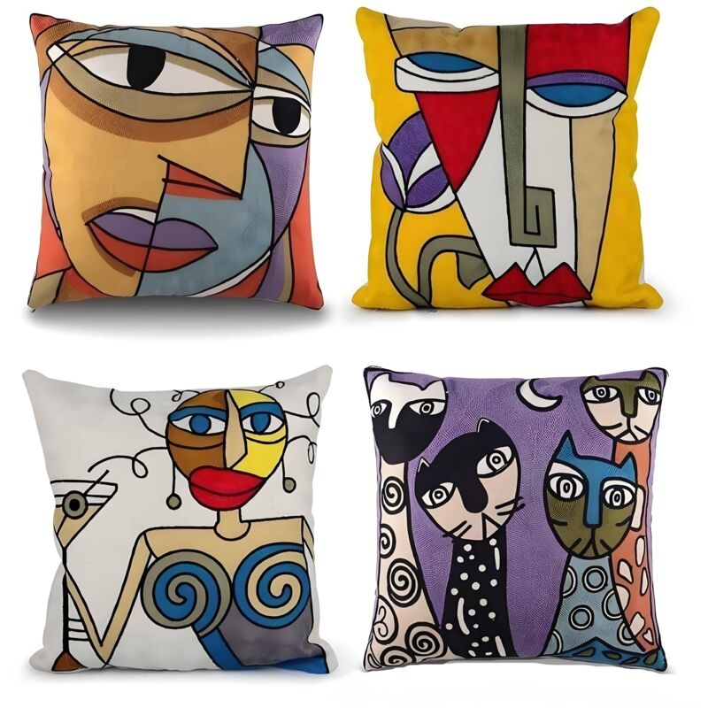 foto del prodotto l h cfcahl copricuscini 45 x 45 cm picasso ricamo arte quadrato 4 pezzi 18 x18 pollici decorazione per mobili per divani stile astratto