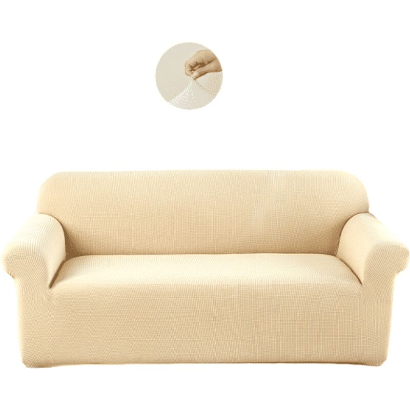 foto del prodotto l h cfcahl copridivano elasticizzato, copridivano a 3 posti, 185 230 cm, beige, copridivano universale elastico, copridivano per soggiorno, camera