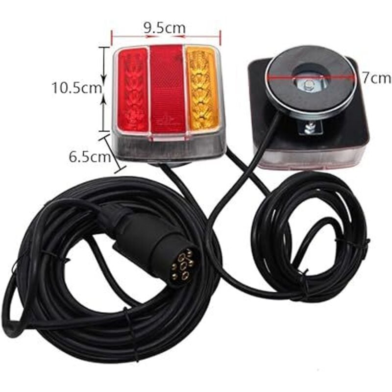 foto del prodotto l h cfcahl kit luci posteriori magnetiche a led per rimorchio 10 lampadine a led , luci posteriori a led per rimorchio da 12 v con luce targa, con