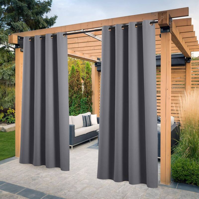 foto del prodotto l h cfcahl tenda impermeabile per esterni, isolamento termico, grigio scuro, 2 pezzi 132 x 213 cm , tende oscuranti antivento e anti uv adatte