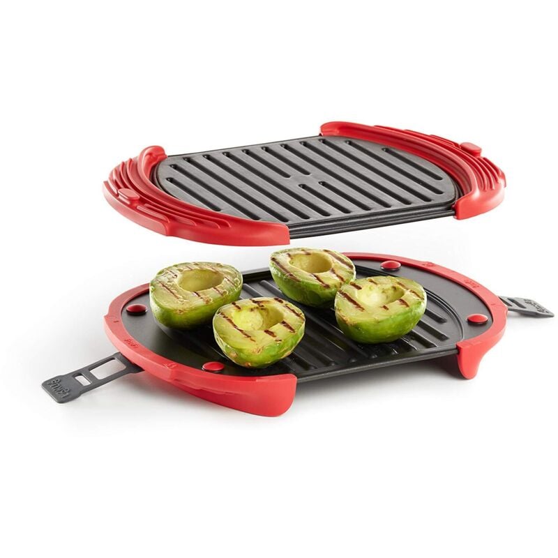 foto del prodotto l ku 0220600r14 griglia xl per microonde, in acciaio inox, rosso nero