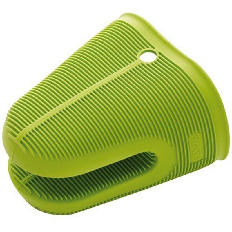 foto del prodotto l ku protezione per pinza da cucina, in silicone, colore verde fluorescente