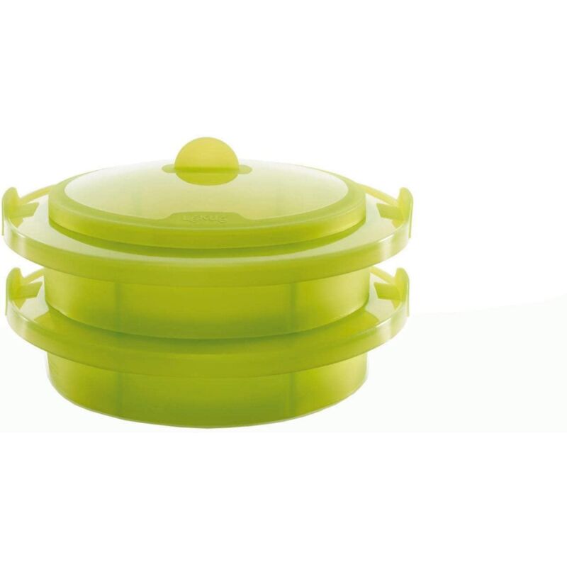 foto del prodotto l ku vaporiera, 2 livelli coperchio verde