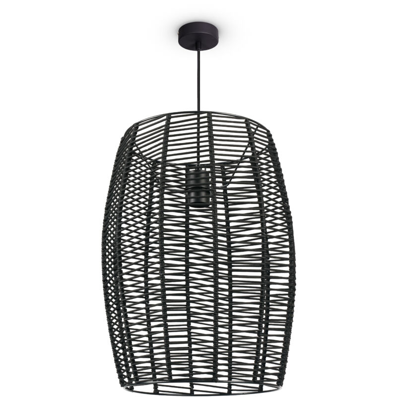 immagine 0 del prodotto l mpara colgante led sal n l mpara colgante comedor vintage mimbre look boho luce a sospensione, nero 1 paco home