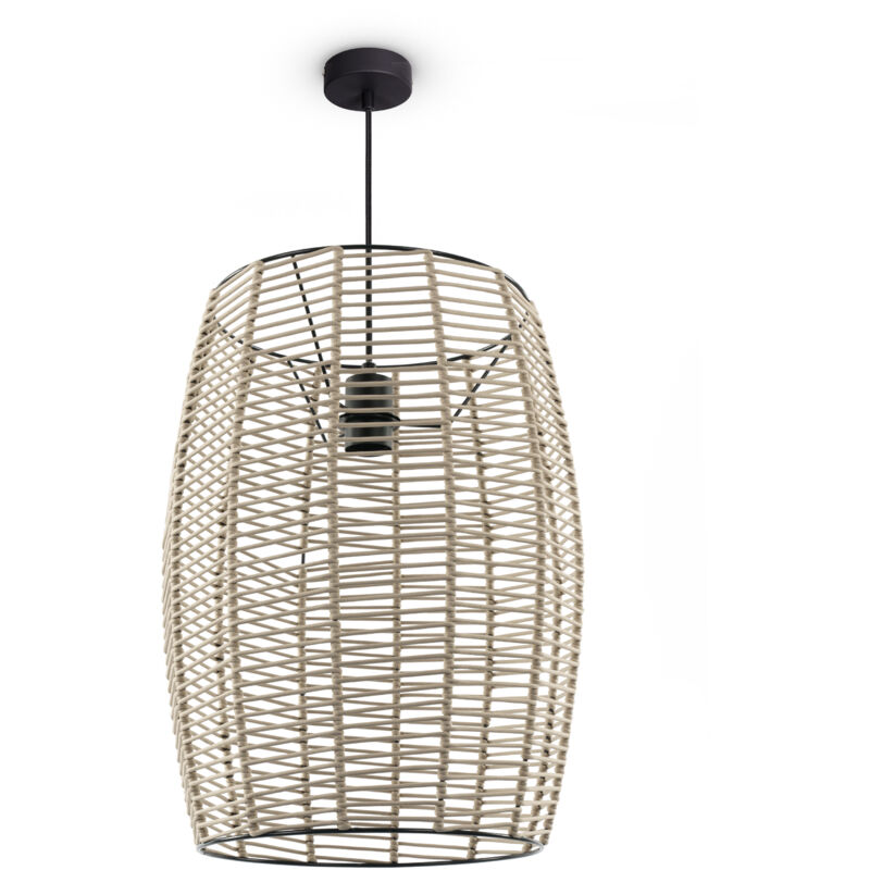 foto del prodotto l mpara colgante led sal n l mpara colgante comedor vintage mimbre look boho luce a sospensione, nero 2 paco home
