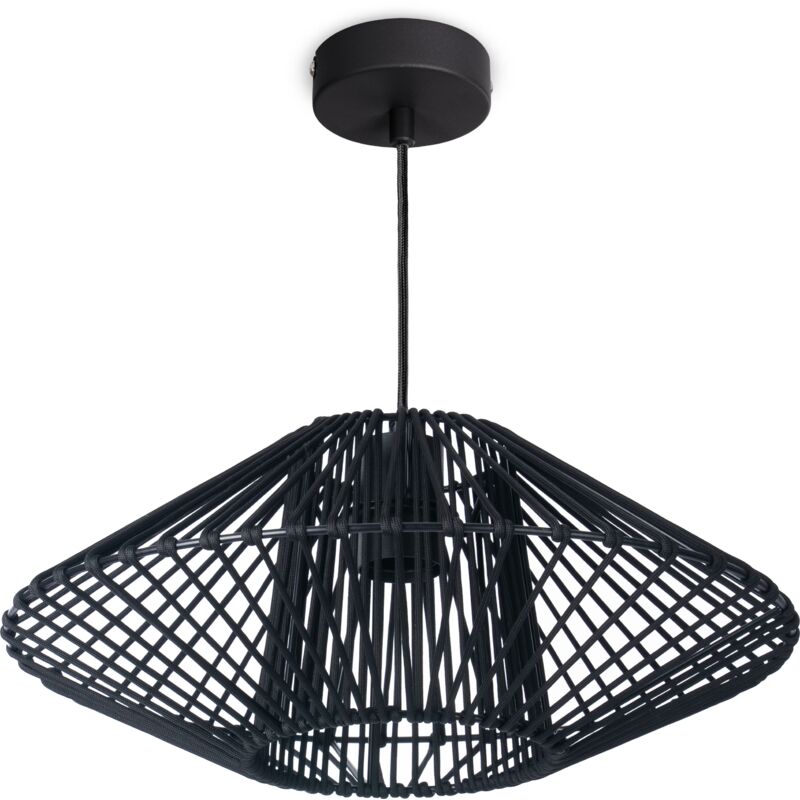 foto del prodotto l mpara colgante led sal n l mpara colgante comedor vintage mimbre look boho luce a sospensione, nero 4 paco home