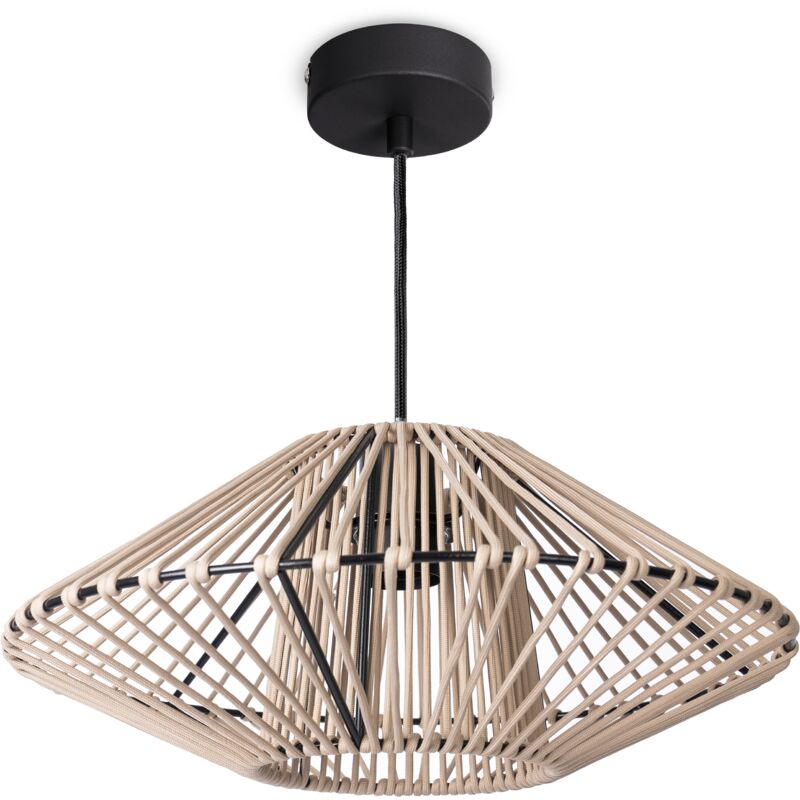 foto del prodotto l mpara colgante led sal n l mpara colgante comedor vintage mimbre look boho luce a sospensione, nero 5 paco home