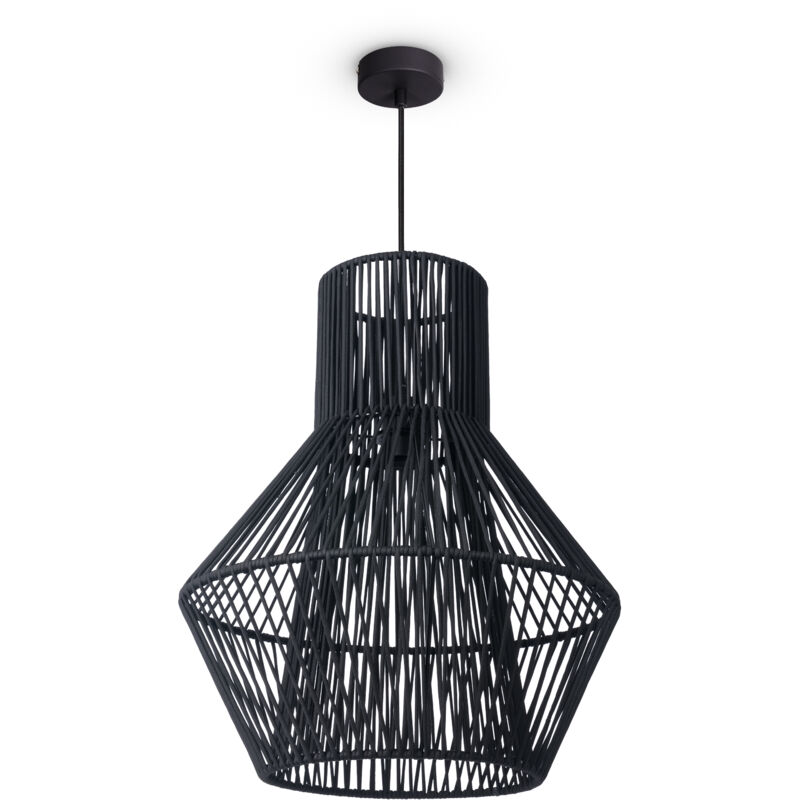 foto del prodotto l mpara colgante led sal n l mpara colgante comedor vintage mimbre look boho luce a sospensione, schwarz 10 de paco home
