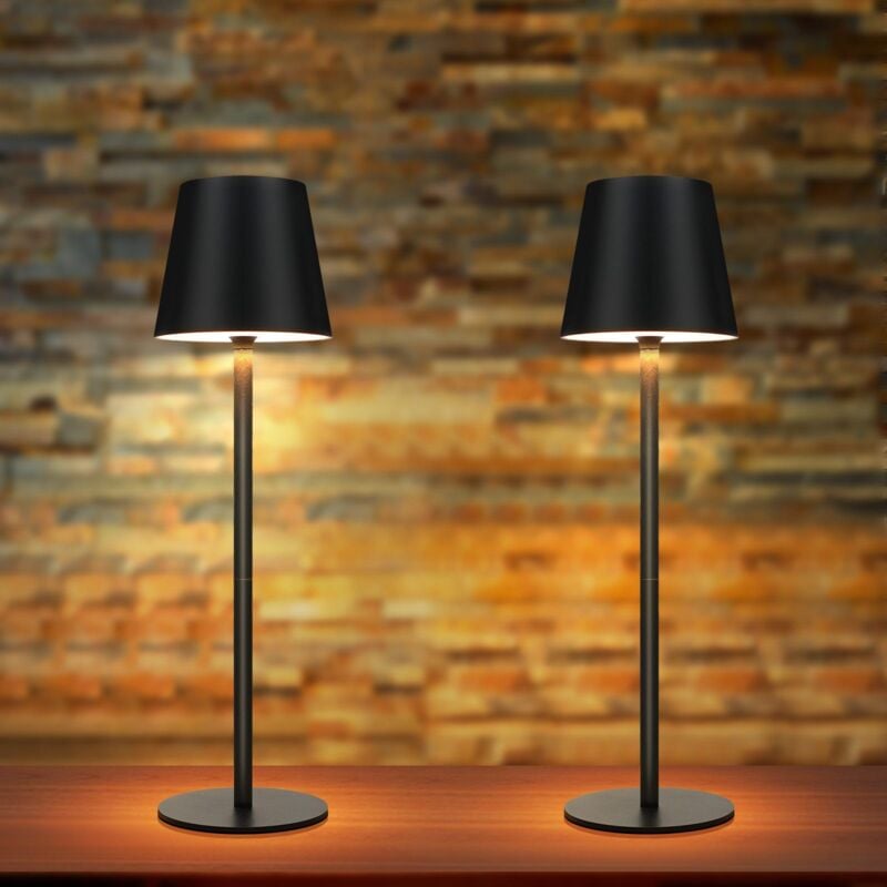 foto del prodotto l mpara de cabecera juego de 2 ,con bater a inal mbrica l mpara de mesa led rgb 2600 mha para exteriores regulable recargable l mpara t ctil negra